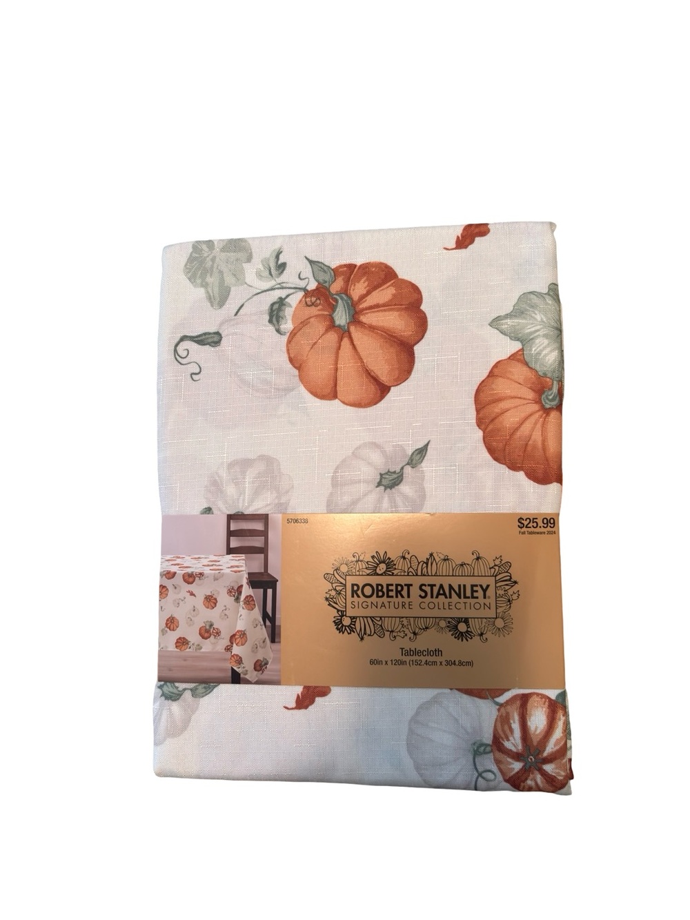Robert Stanley Pumpkin Harvest Tablecloth - Cream & Orange
